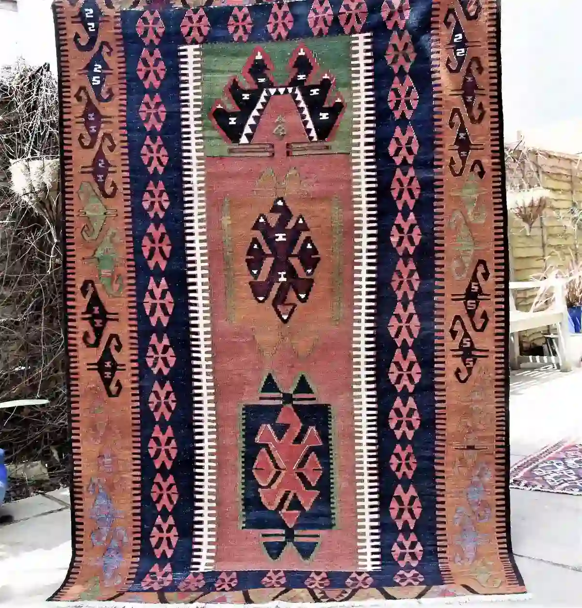 Main Image for Vintage 1970's, Hand Woven, Turkish Tribal Aksaray Yesilova Kilim. 