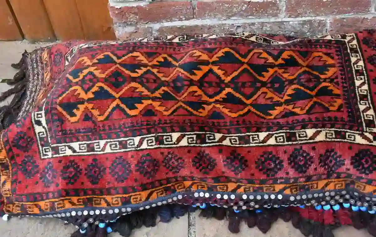 Main Image for Vintage 1970's Afghan Belouch Grain Sack/Floor cushion. Fabulous soft and lustrous, hand spun wool.