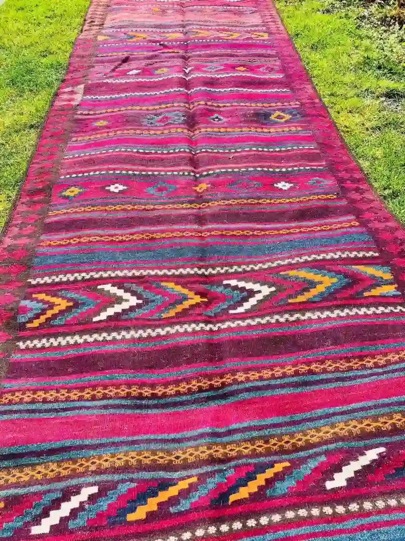 Main Image for Genuine Vintage 1960's Kilim Runner. Woven by the Nomadic Belouch Tribes.