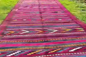 Afghan Rug - Genuine Vintage 1960's Kilim Runner. Woven by the Nomadic Belouch Tribes., Size: 410cm x 130cm